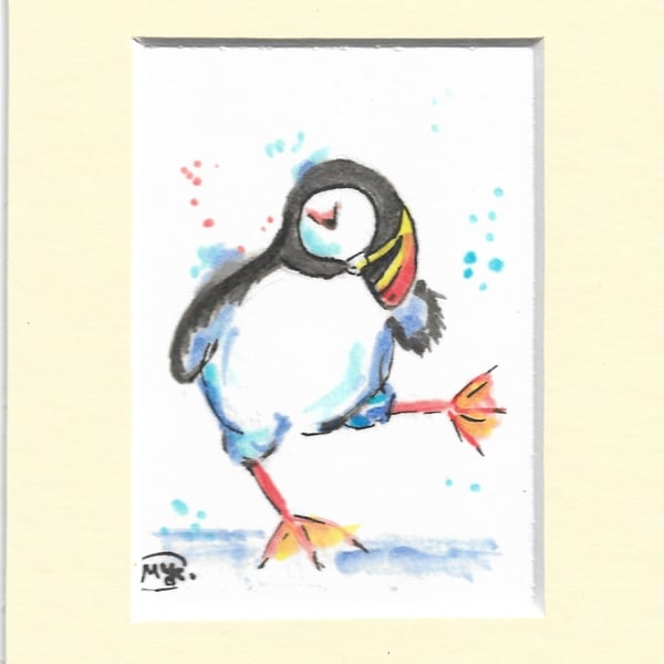 Puffin Miniature Original ACEO painting