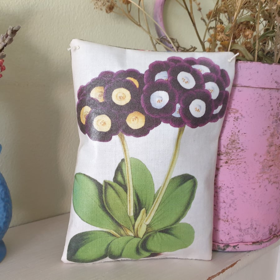 Auricula Print Fabric Scented Gift Bag Decoration