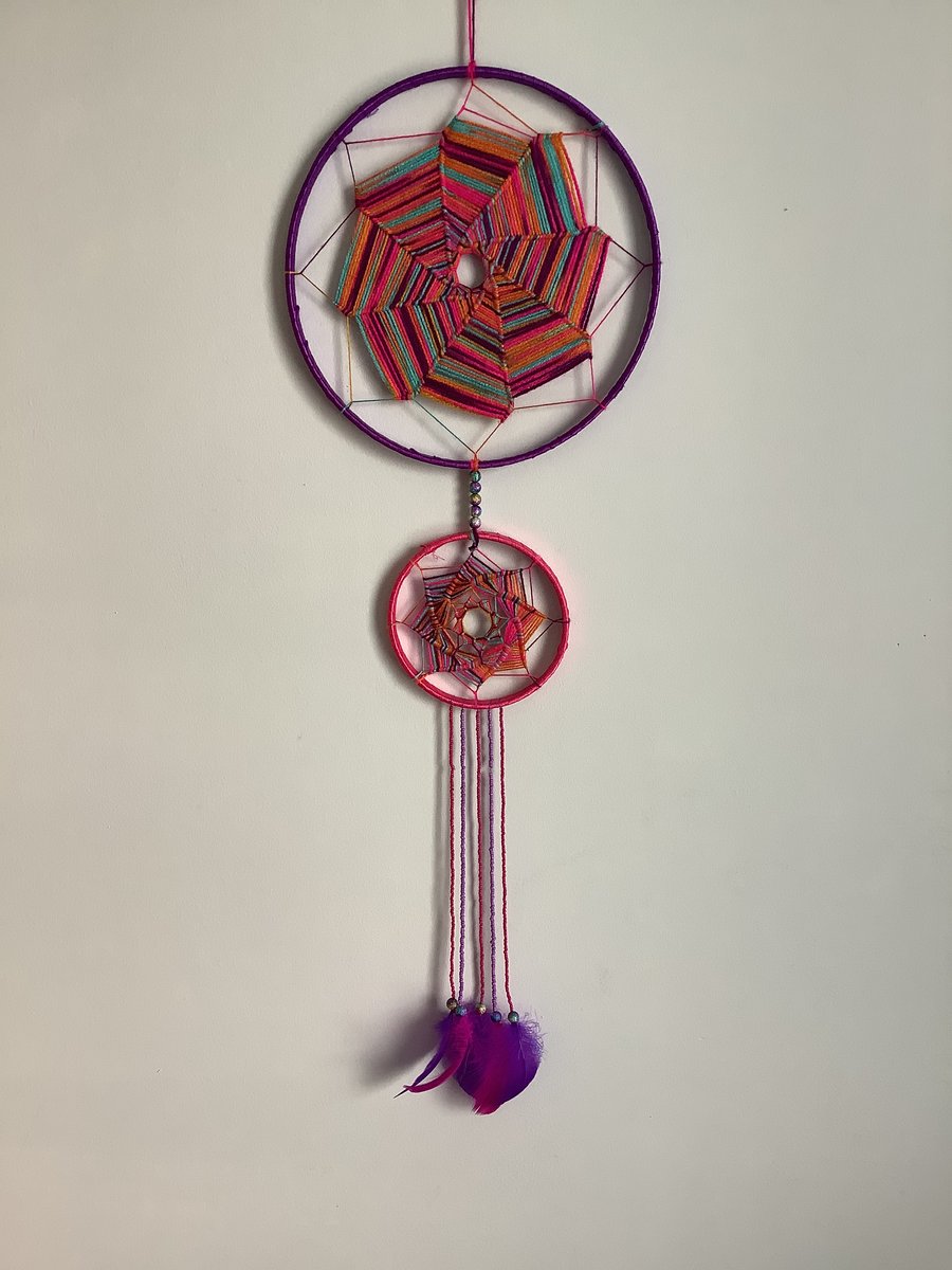 Double Tier multicoloured handmade dreamcatcher for living room and bedroom
