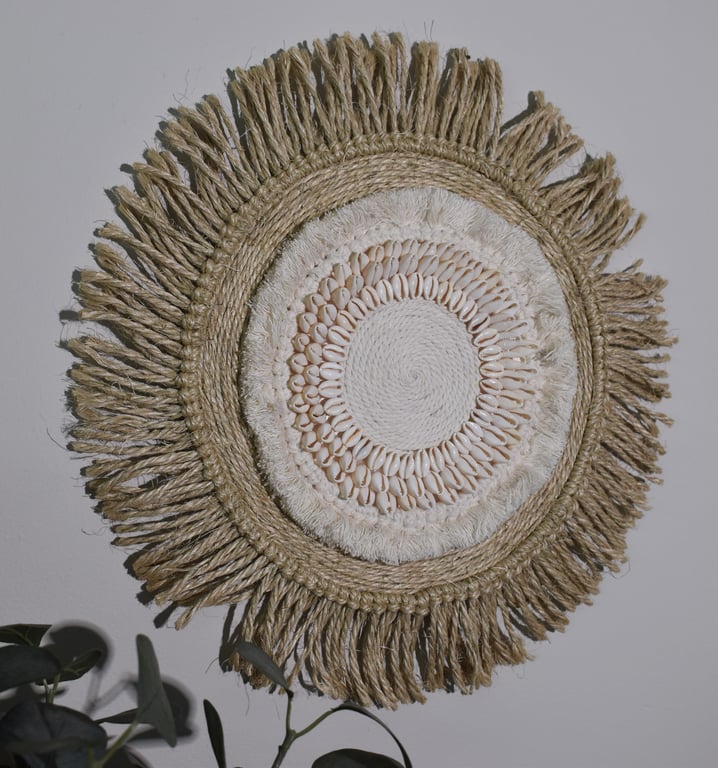 Sisal & Off White Macrame, Fibre, Mandala, Wall Hanging Art