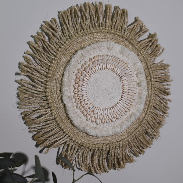 Sisal & Off White Macrame, Fibre, Mandala, Wall Hanging Art