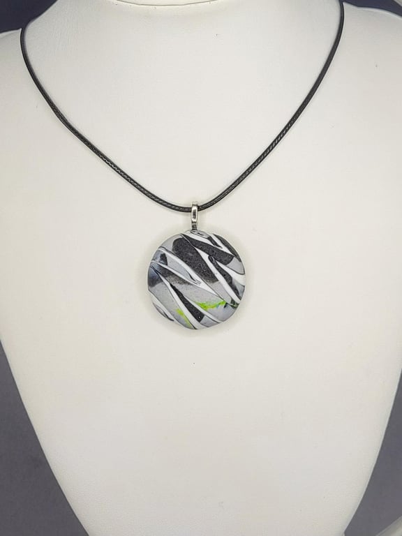 Small Handmade Polymer Clay Pendant Necklace, Artisan Boho Jewellery (30mm)