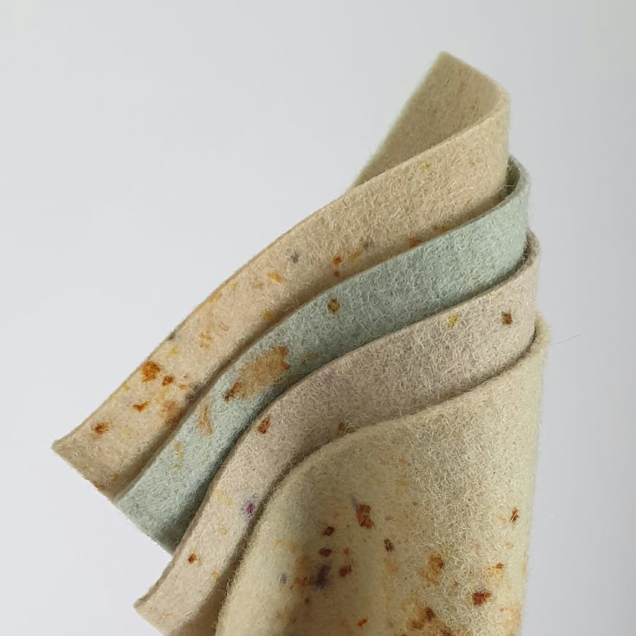 Naturally Dyed Wool Felt Sheets - Pack of 4 Mini Greens