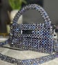 Handmade Crystal Beaded Evening Bag, Iridescent Glass Mini Purse, Evening Clutch