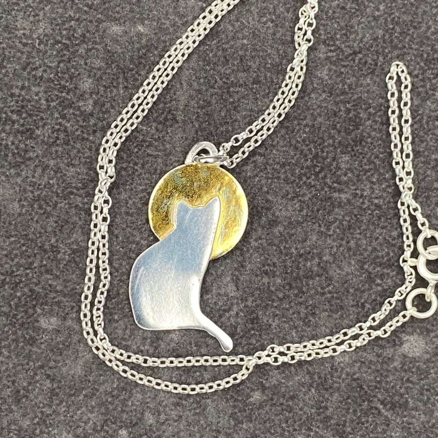 Cat and Super Moon pendant