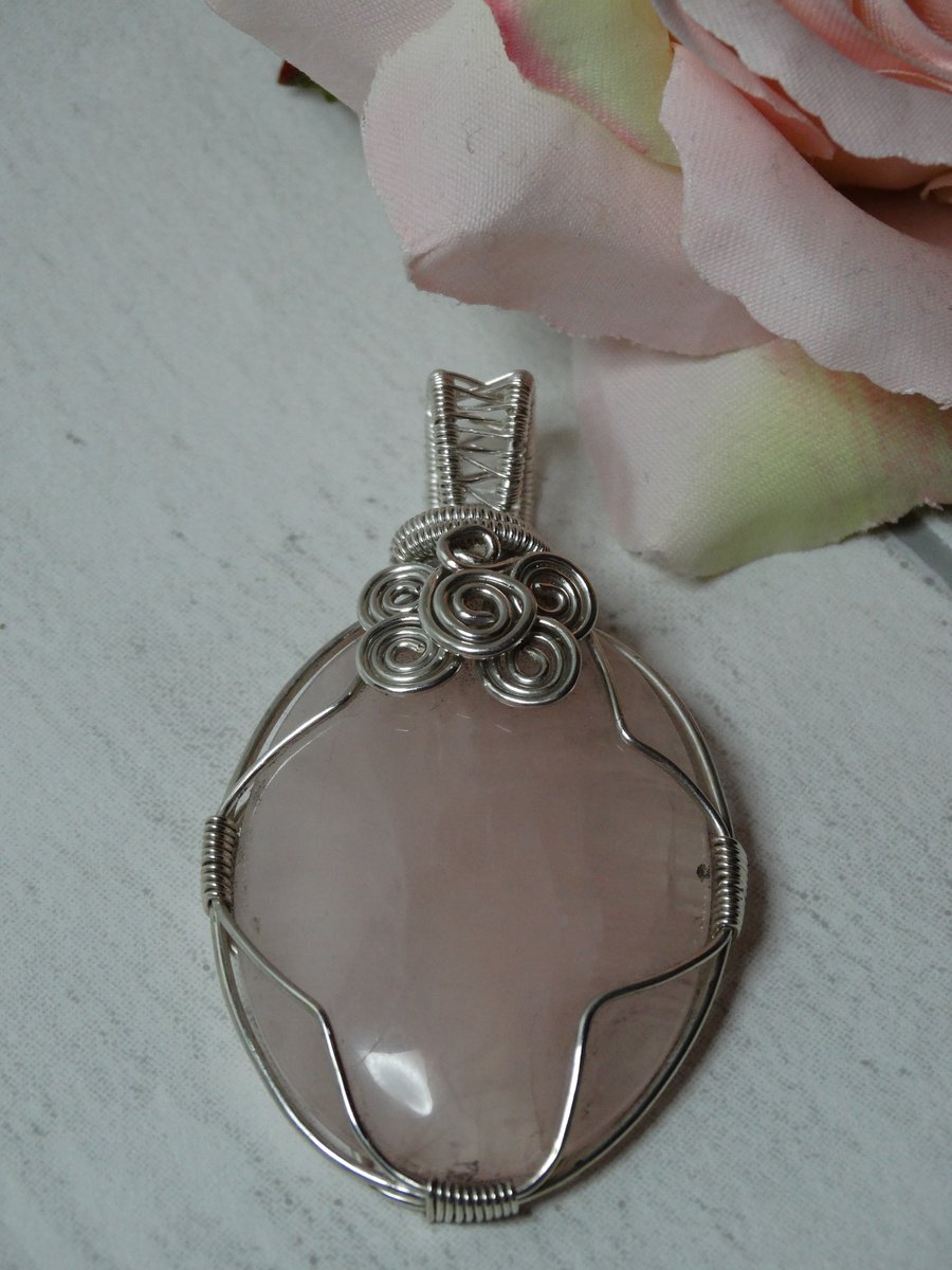 Rose quartz wire wrap