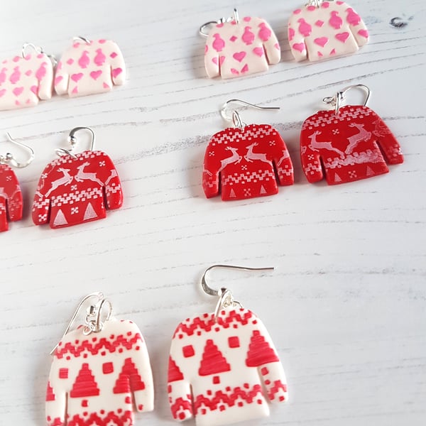 Nordic or Scandi Christmas Jumper earrings CHOOSE YOUR STYLE