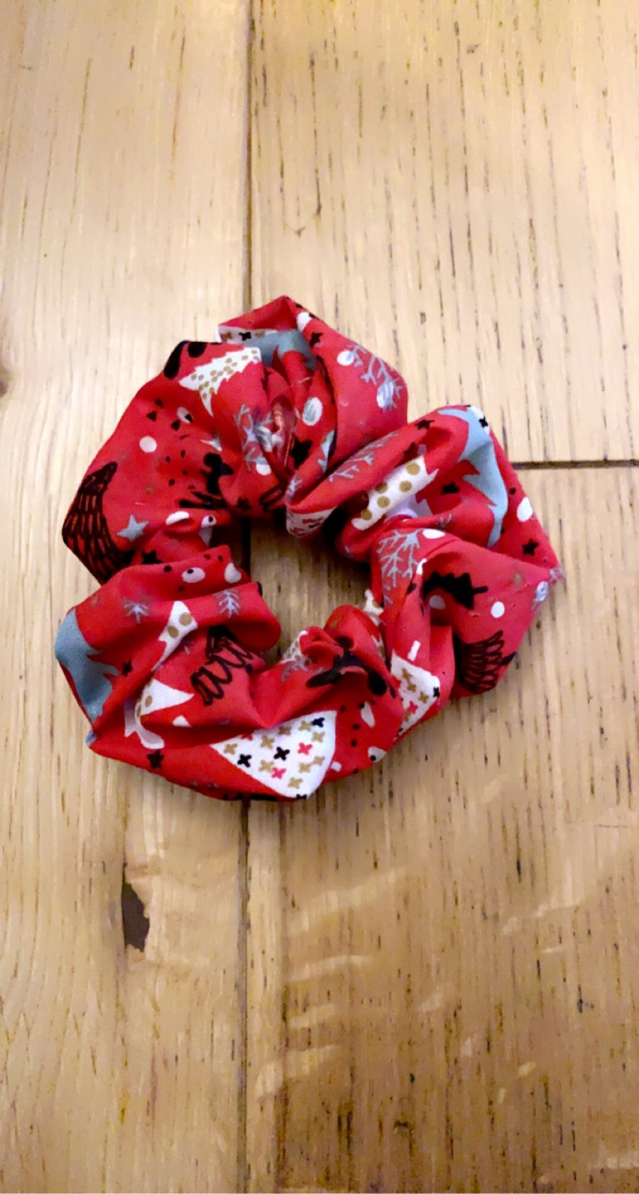 Red Christmas tree hair scrunchie 