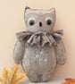 Owl, Felt Woodland Owl, embroidered hanging decoration,collectable animal doll 