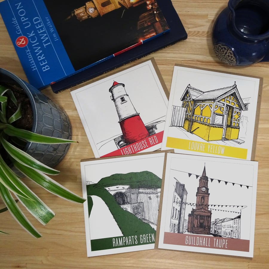 Colours of Berwick Eco Gift Set: Tea Towel & Set of x4 Cards
