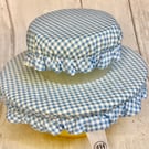 Set of two bowl covers for dips. Pale blue check