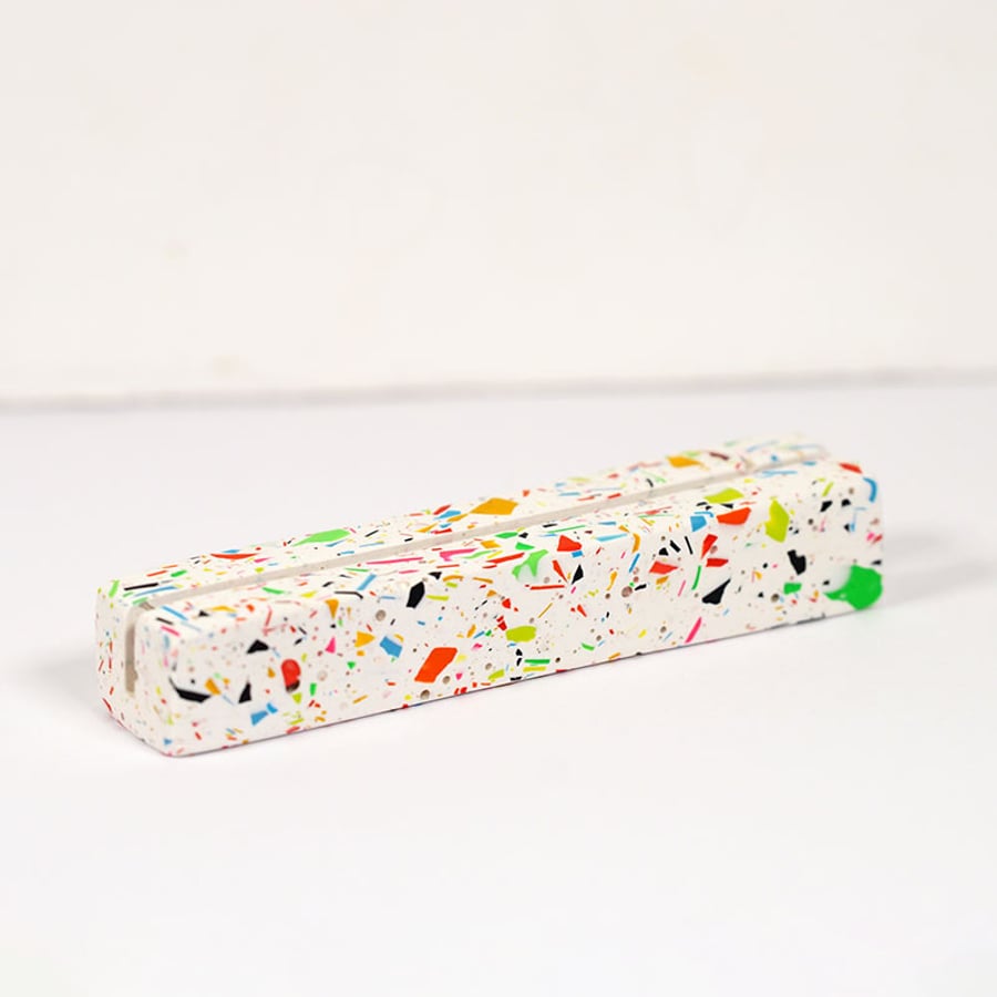 Rainbow Confetti Jesmonite Photo Holder & Wedding Place Card Holder Menu Stand