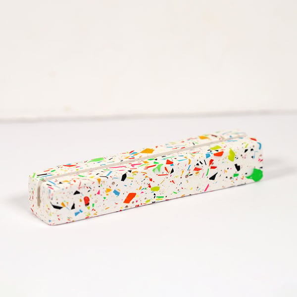 Rainbow Confetti Jesmonite Photo Holder & Wedding Place Card Holder Menu Stand