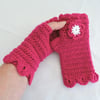 Clearance Sale now 5.00  Fingerless Mittens with Dragon Scale Cuffs Cerise Pink