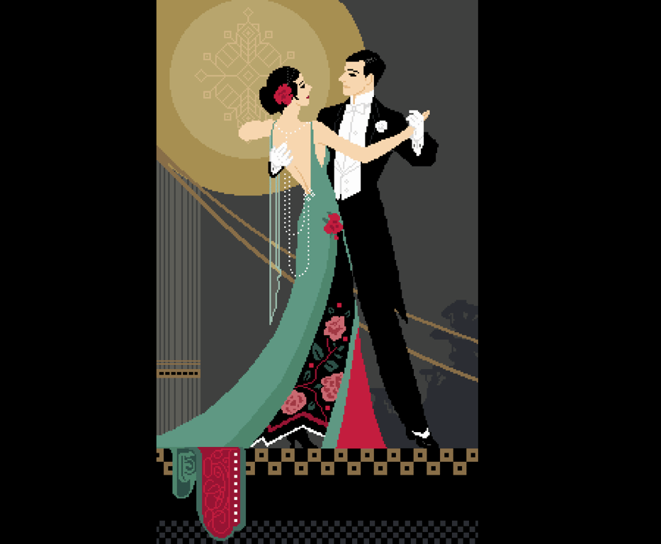 244 - 1920s Art Deco Flapper Cross Stitch Pattern: Ballroom Dancers (PDF Chart)