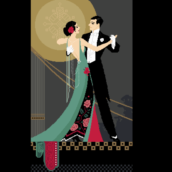 244 - 1920s Art Deco Flapper Cross Stitch Pattern: Ballroom Dancers (PDF Chart)