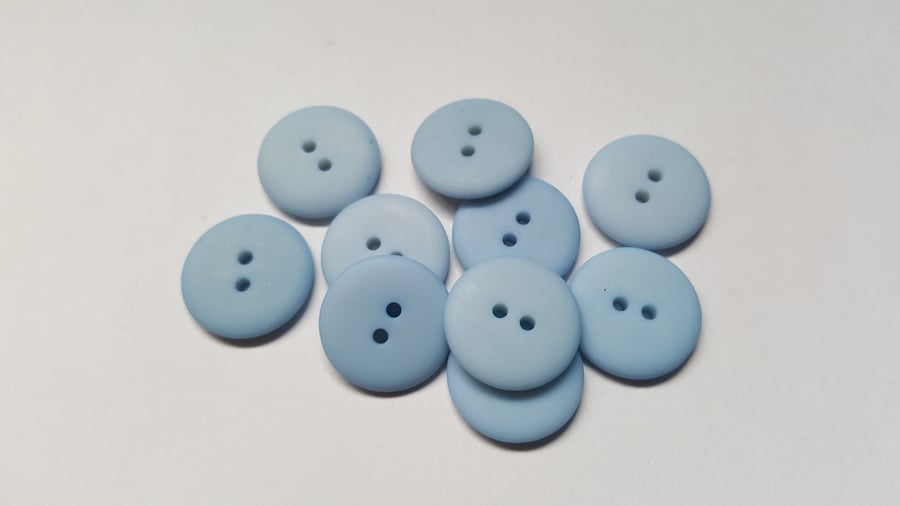10 x 2-Hole Resin Buttons - Matte - Round - 18mm - Pale Blue 