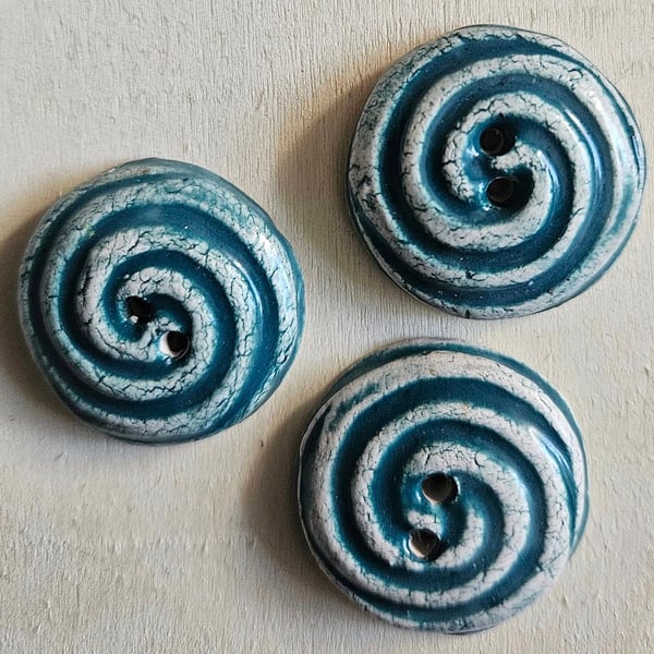 Set of Three Chunky Ceramic Spiral Buttons