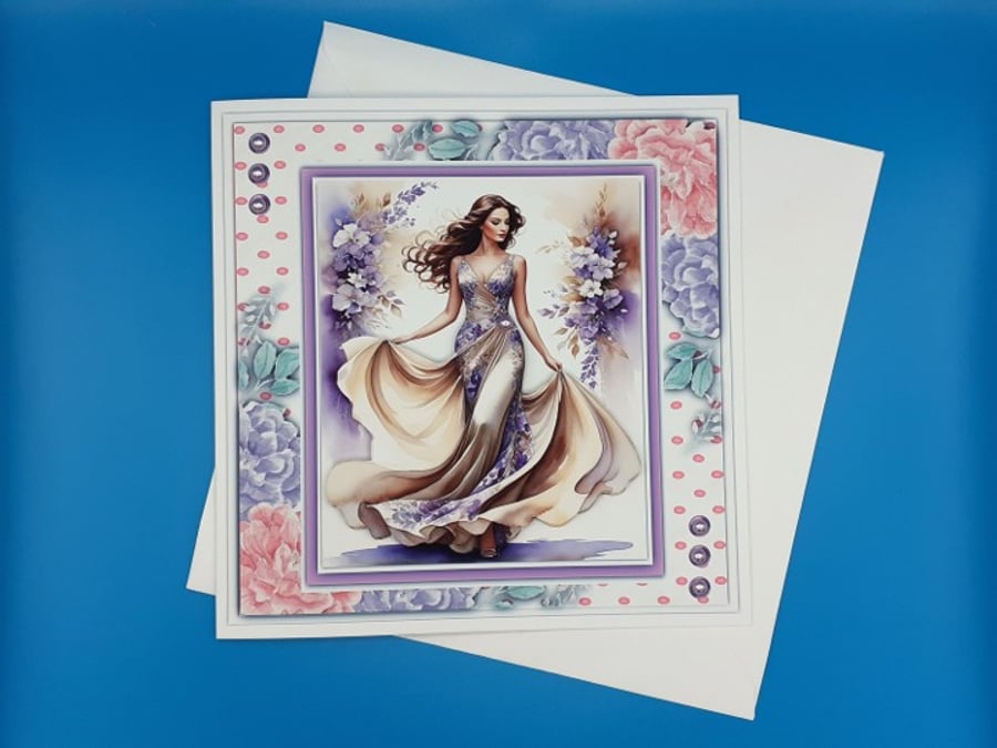 Female Birthday Card, Decoupage 