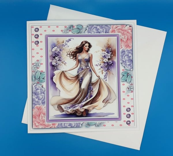 Female Birthday Card, Decoupage 