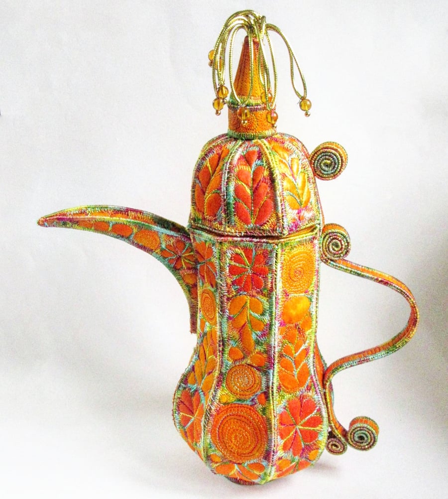 Coffee Pot Arabic Style Textile Art 