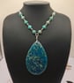 Large Teal Blue Sea Sediment Jasper Pendant Gemstone Necklace with Amazonite - Image 4