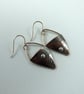 Earrings, Sterling Silver and Copper Triangle Floral Droppers - Image 6