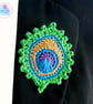 Crochet peacock feather brooch, peacock badge, peacock pin. - Image 5