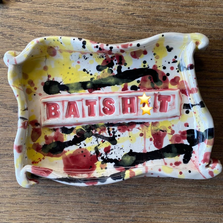Batsh!t Handmade ceramic trinket dish 