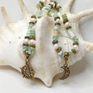 Puka Shells, Pearls & Bronze Bracelet
