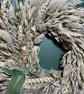 Natural Dried Wheat & Pampas Wreath – Sage Green Velvet Ribbon Scandi Decor - Image 5