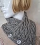Grey Neck Wrap Warmer With Mock Crystal Buttons (A201)