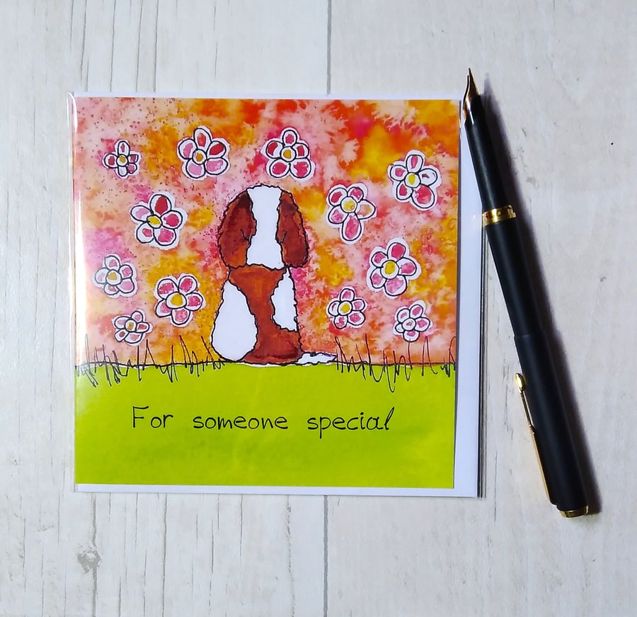 Cavalier King Charles Spaniel card (printed card).Birthday card. Dog card.