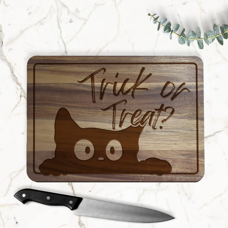 Trick or Treat Chopping Board - 08: Halloween Kitchen Decor, Spooky Season Gift 