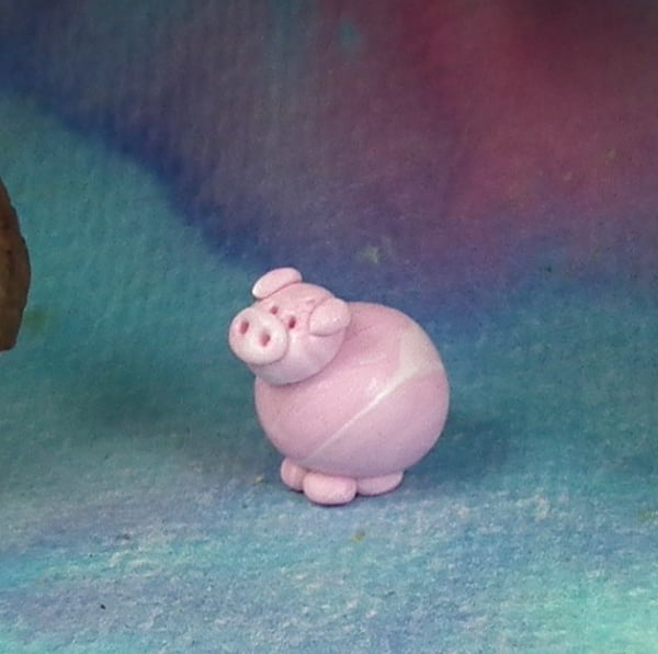Sale Tiniest Micro Pig Piglet 'Philip' OOAK Sculpt by Ann Galvin Gnome Village