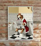 Bull Dog Sat on the loo reading a newspaper Bathroom Wall Prints