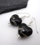 lampwork glass black heart earrings - Image 1