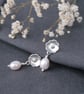 Handmade Floral Pearl Bridal Earrings, Delicate Silver Wedding Jewellery - Image 3