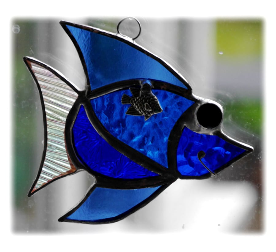 Fish Suncatcher Stained Glass Blue