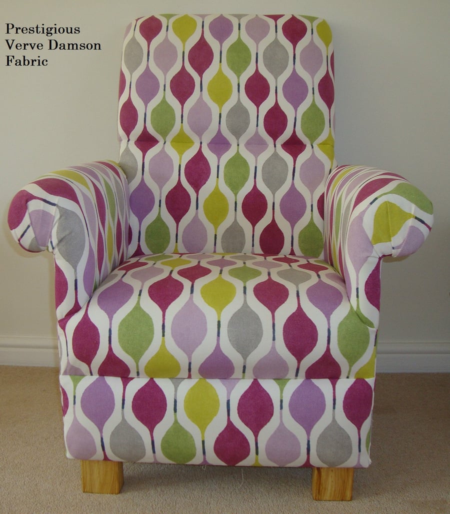 Prestigious Verve Plum Fabric Adult Chair Retro Diamonds Nursery Accent Kitchen