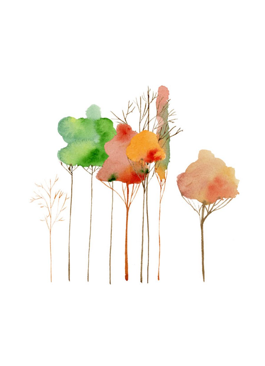 Autumn Trees A4 Illustration Giclee print