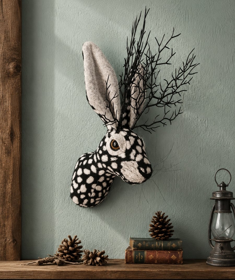 Faux jackalope head wall mount-Jack Thistlewick