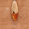 Olive wood and copper-orange resin pendant - free UK postage