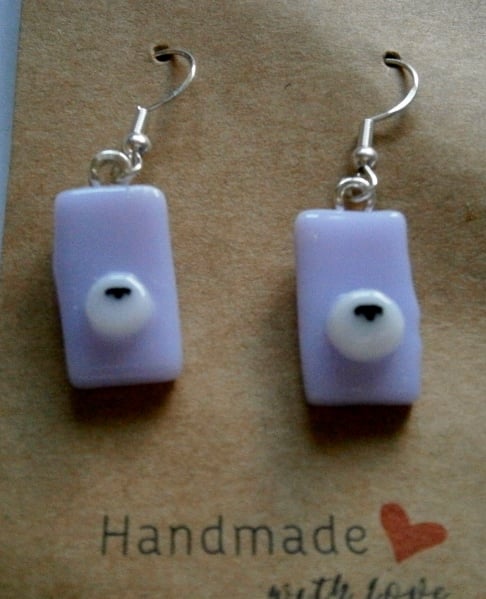 Fused glass Sheepy earrings