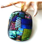 Dichroic Glass S017 Supersize Patchwork 3-layer Pendant with Gold plated chain - Image 2