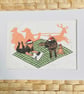 Christmas Lino Print, Christmas print, Christmas gift, writing to Santa.  - Image 1