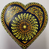Hand painted Orange and Yellow cast resin heart magnet