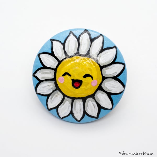 Happy Daisy Kawaii Flower Fridge Magnet - Handmade & Hand Painted