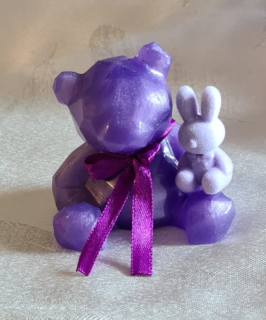 Purple Bear and Bunny Keepsake Ornament 