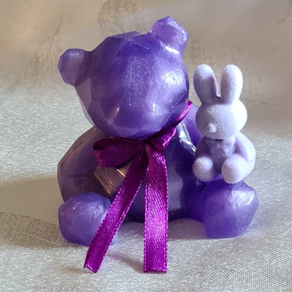 Purple Bear and Bunny Keepsake Ornament 